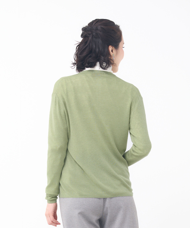 ウールブレンド リブニット カーディガン