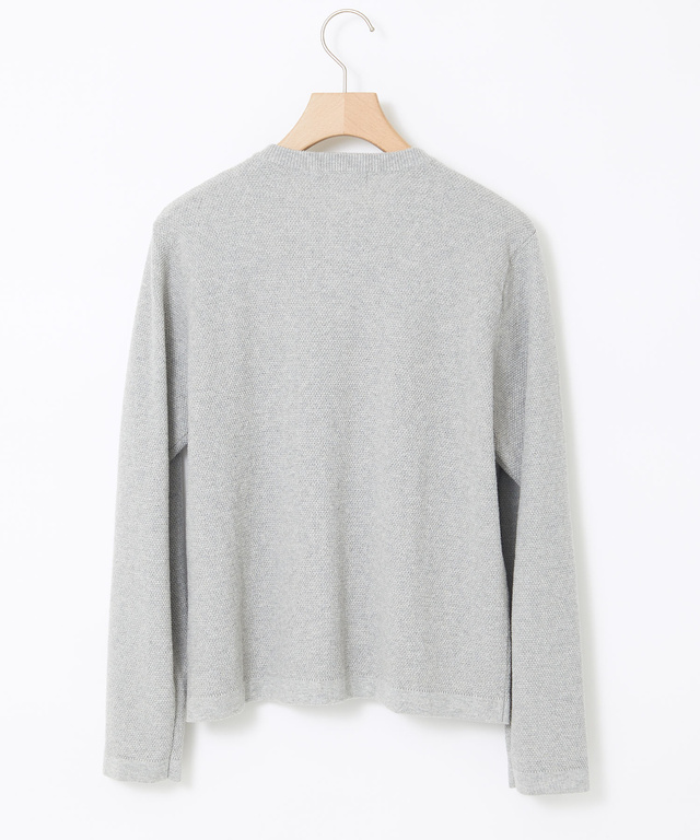 ウールブレンド 鹿の子編み ニットカーディガン【手洗いOK】