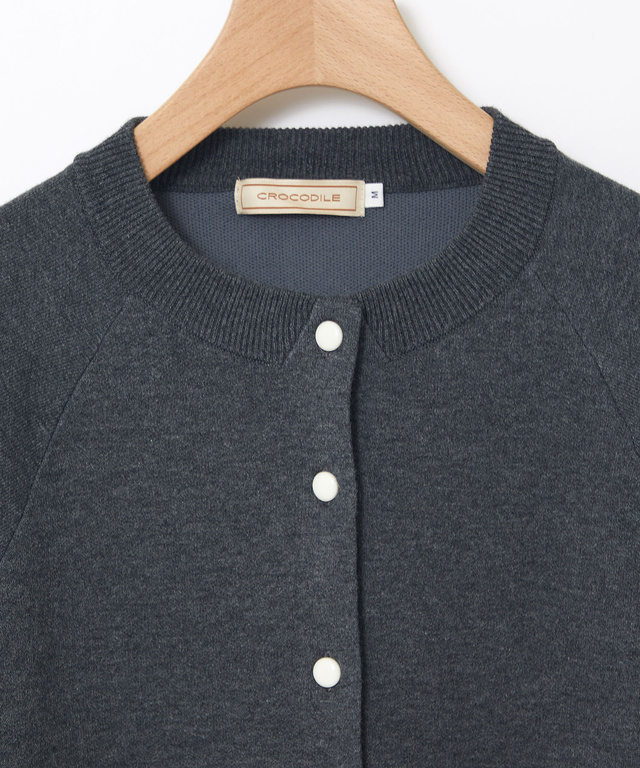 クルーネック ダブルニット カーディガン【手洗いOK】
