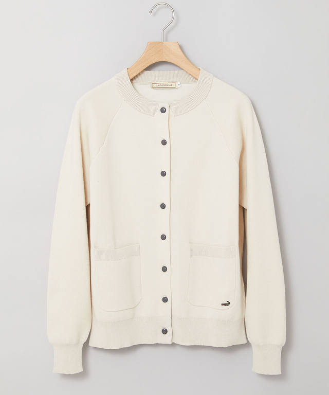 クルーネック ダブルニット カーディガン【手洗いOK】