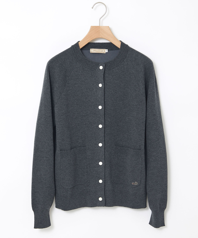 クルーネック ダブルニット カーディガン【手洗いOK】