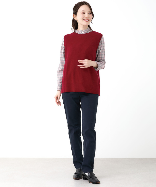 2WAY スリット ニットベスト【手洗いOK】