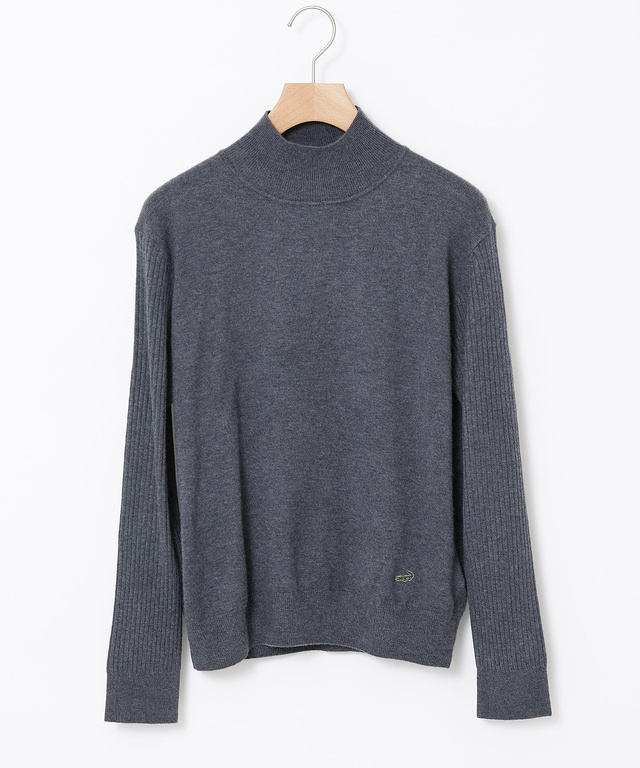 ウールブレンド アゼハイネック ニットカットソー【手洗いOK】