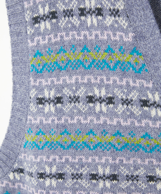 ウールブレンド フェアアイル柄 ニット ベスト【手洗いOK】