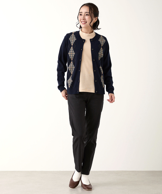 クロコダイルタータン アーガイル柄 カーディガン