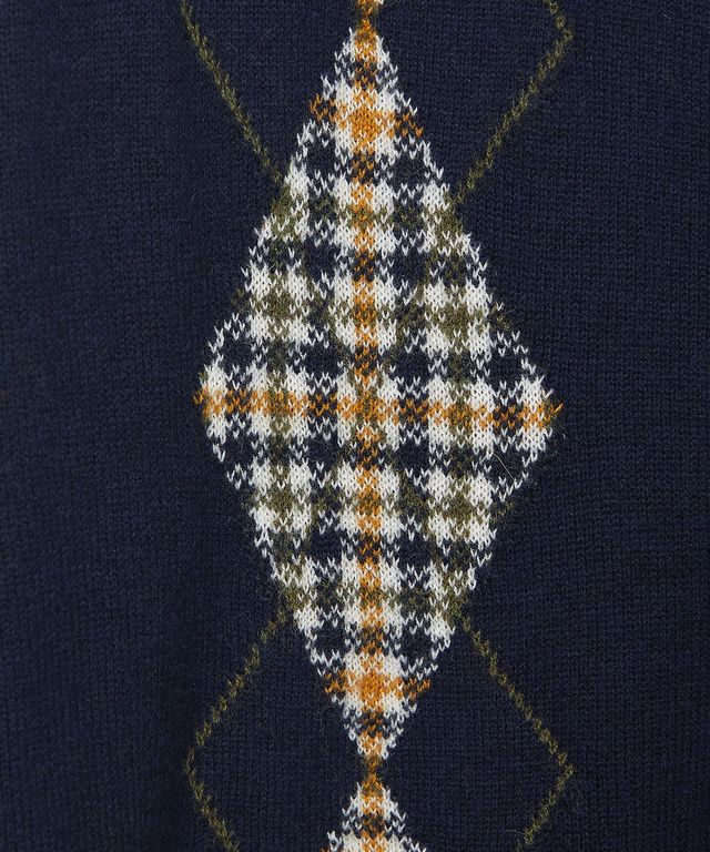 クロコダイルタータン アーガイル柄 カーディガン