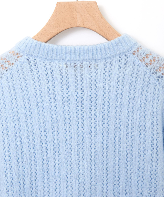 ウールブレンド ケーブル ニットカーディガン【手洗いOK】