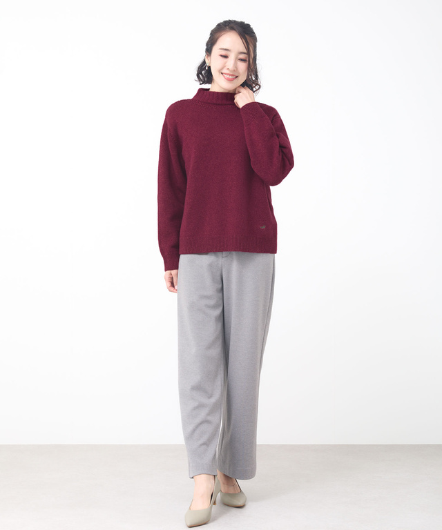 ボトルネック プルオーバーニット 