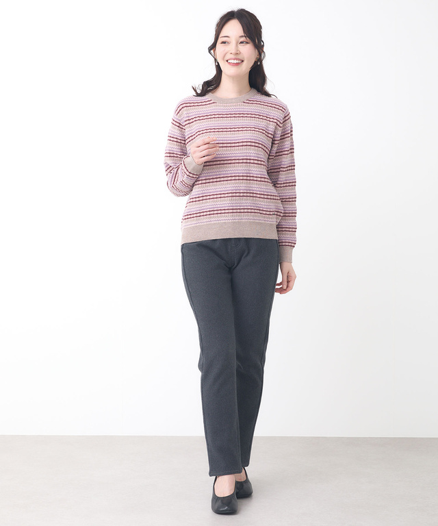 マルチカラーボーダー プルオーバー ニット【手洗いOK】