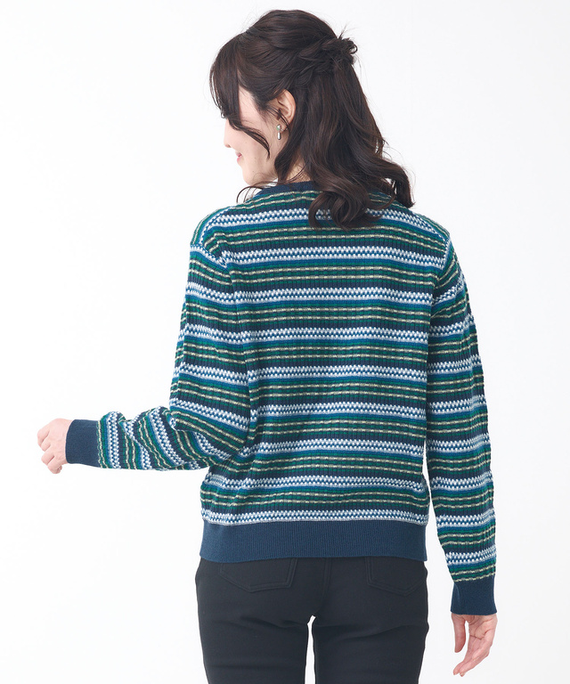 マルチカラーボーダー プルオーバー ニット【手洗いOK】