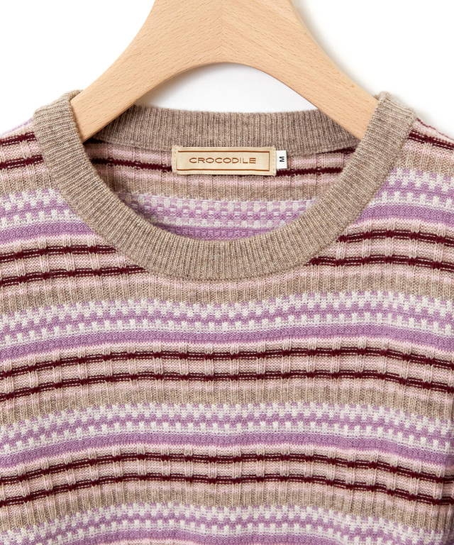 マルチカラーボーダー プルオーバー ニット【手洗いOK】