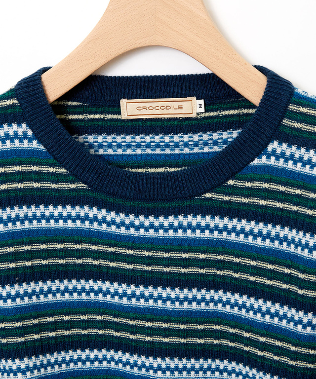 マルチカラーボーダー プルオーバー ニット【手洗いOK】