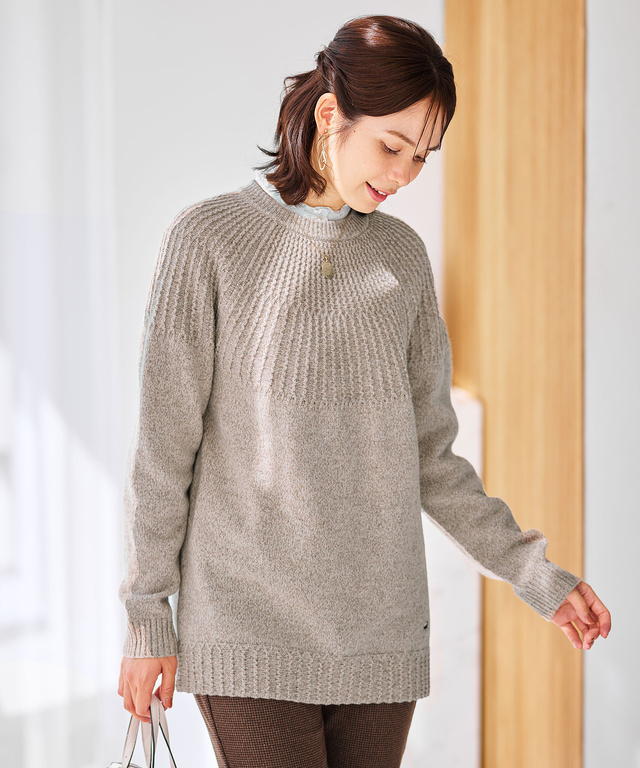 ウール マルチネップ ニットチュニック【手洗いOK】