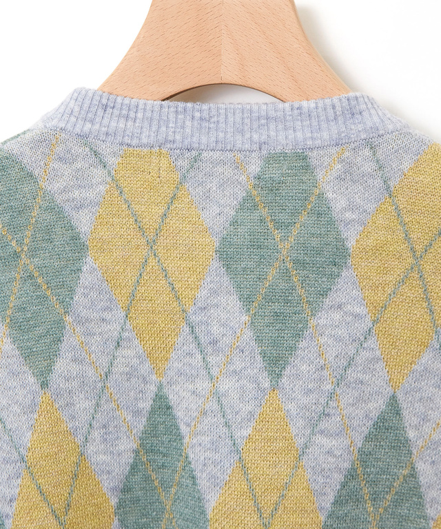 ウールブレンド アーガイル柄 ニット【手洗いOK】