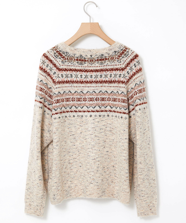 フェアアイル柄 ニットカーディガン 【手洗いOK】