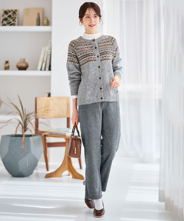 フェアアイル柄 ニットカーディガン 【手洗いOK】