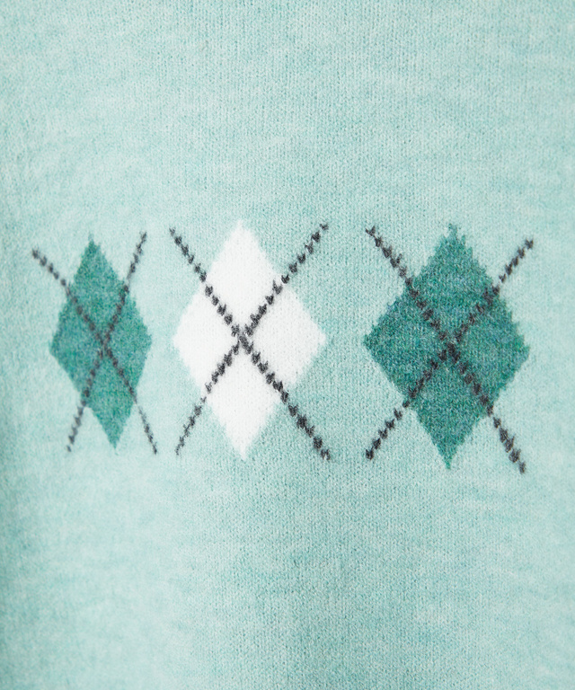 アーガイル柄 プルオーバー ニット【手洗いOK】