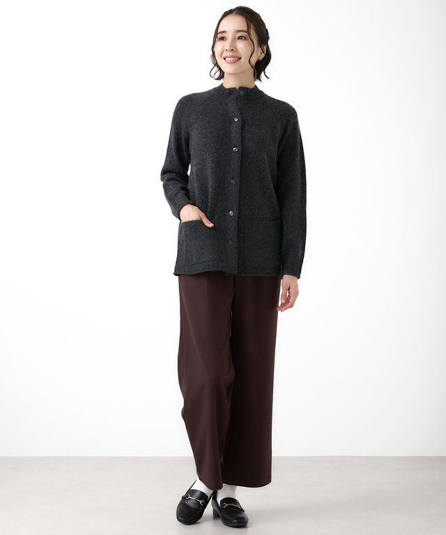 ウールブレンド ラグランスリーブ ニットカーディガン【手洗いOK】