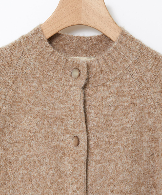 ウールブレンド ラグランスリーブ ニットカーディガン【手洗いOK】