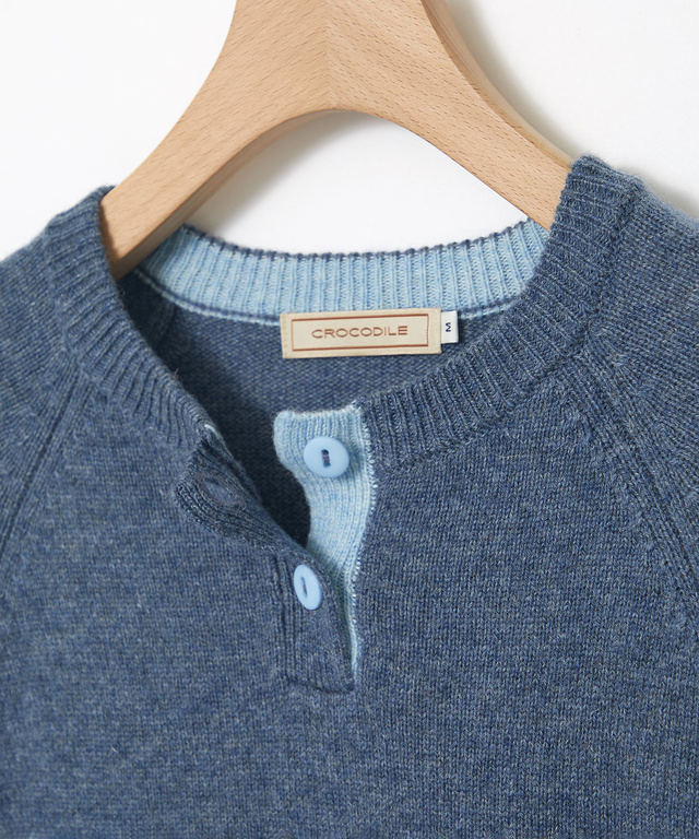 ウールブレンド ヘンリーネック ニット