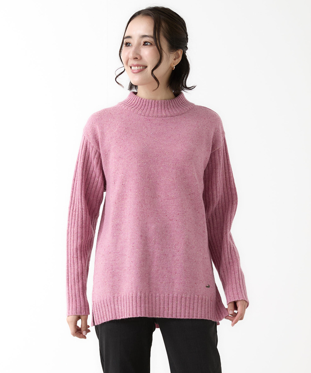 ハイネック ネップ ニットチュニック【手洗いOK】【オンラインショップ限定】