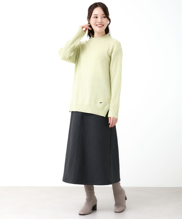 ハイネック ネップ ニットチュニック【手洗いOK】【オンラインショップ限定】