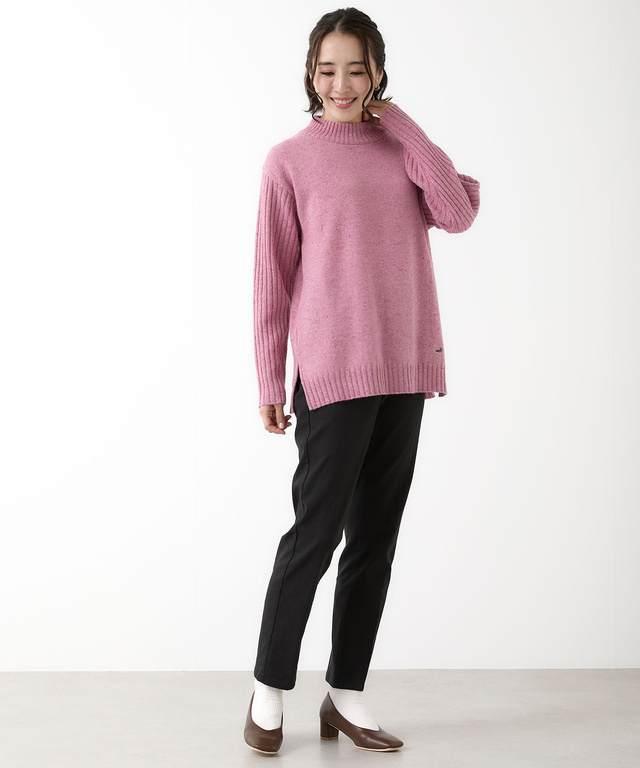 ハイネック ネップ ニットチュニック【手洗いOK】【オンラインショップ限定】