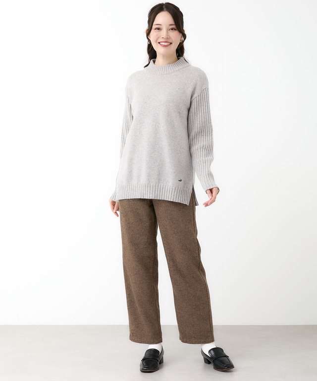 ハイネック ネップ ニットチュニック【手洗いOK】【オンラインショップ限定】