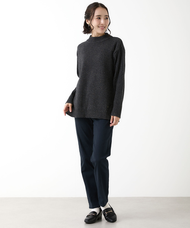 ハイネック ネップ ニットチュニック【手洗いOK】【オンラインショップ限定】