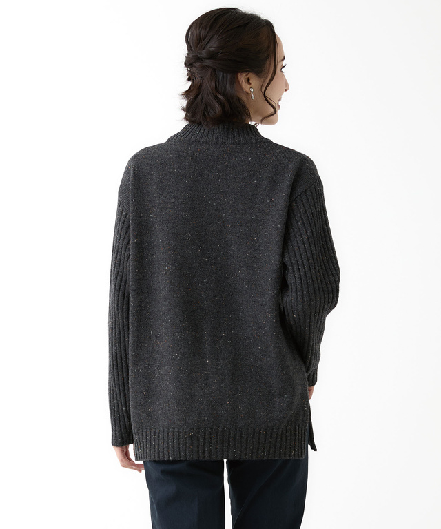 ハイネック ネップ ニットチュニック【手洗いOK】【オンラインショップ限定】
