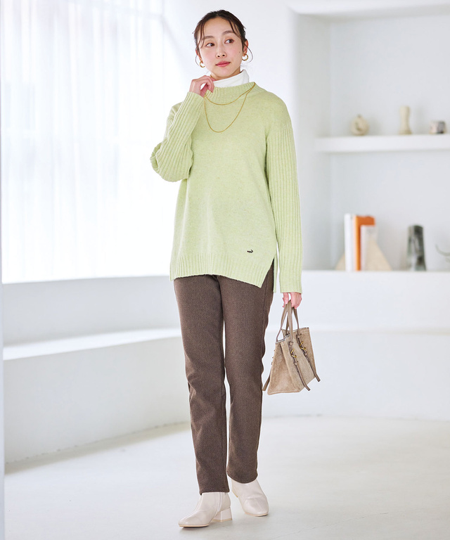 ハイネック ネップ ニットチュニック【手洗いOK】【オンラインショップ限定】