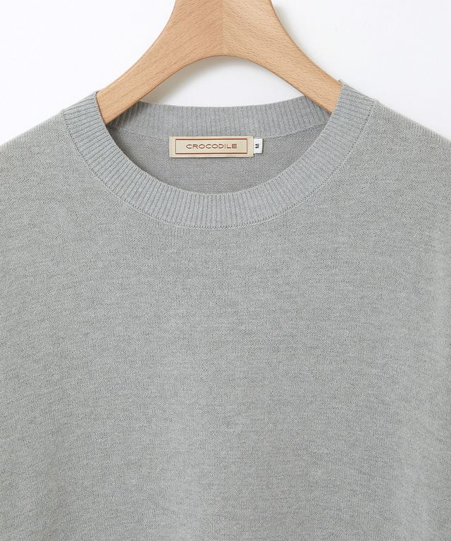 ジャカード柄 クルーネック ニット【手洗いOK】