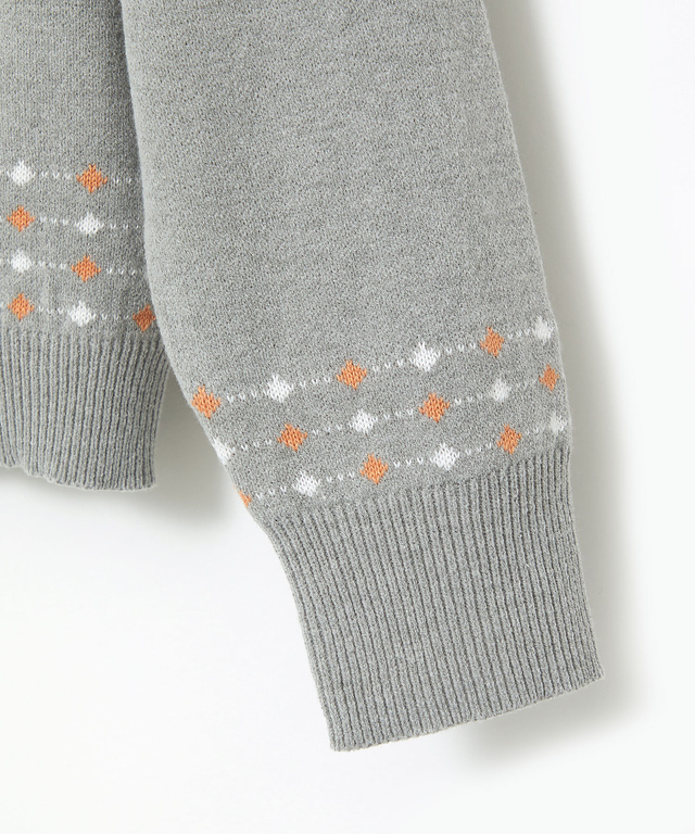 ジャカード柄 クルーネック ニット【手洗いOK】