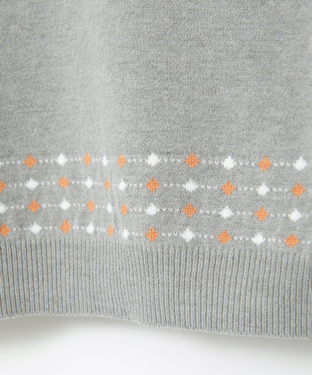 ジャカード柄 クルーネック ニット【手洗いOK】