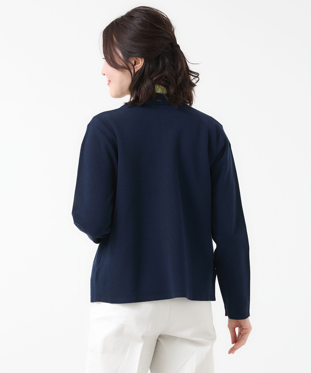 ダブルニット ジップカーディガン【手洗いOK】