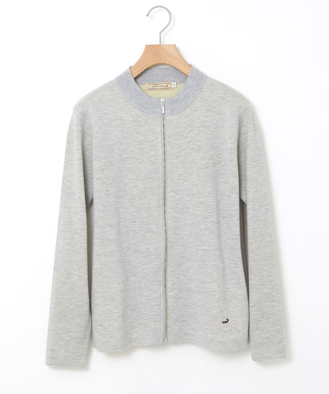 ダブルニット ジップカーディガン【手洗いOK】