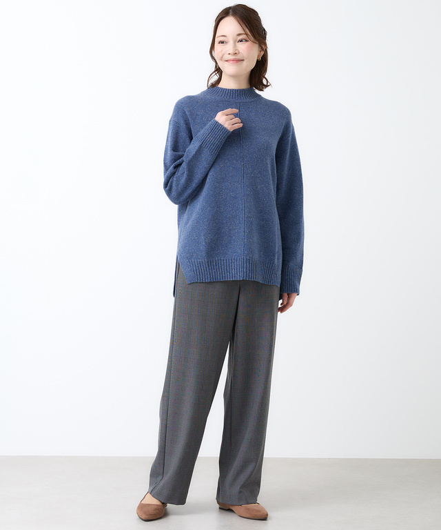 ウールブレンド ネップ ニットチュニック【オンラインショップ・一部店舗限定】【手洗いOK】