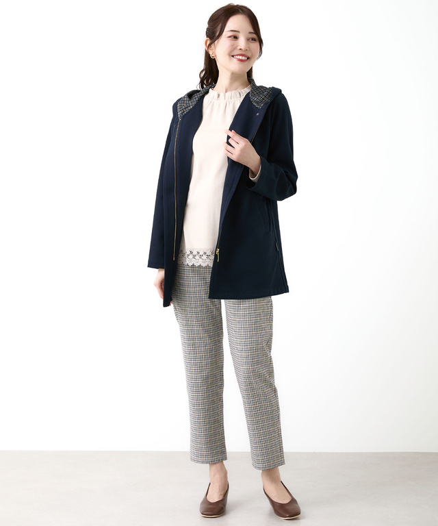 フード付き クロコダイルタータン コート