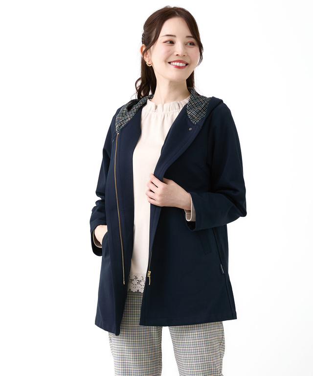 フード付き クロコダイルタータン コート