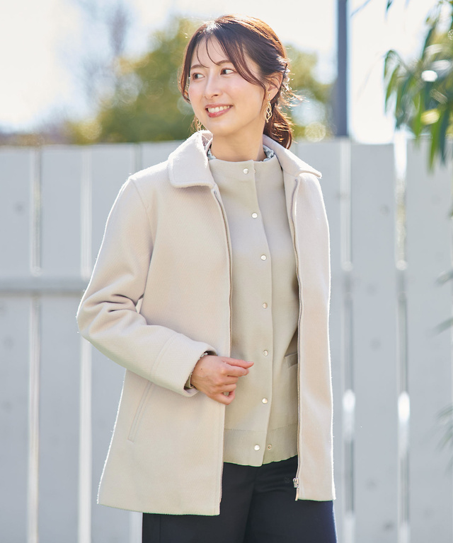 ウールライク ステンカラー コート