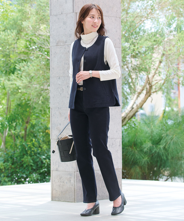 ツイード ノーカラー ベスト