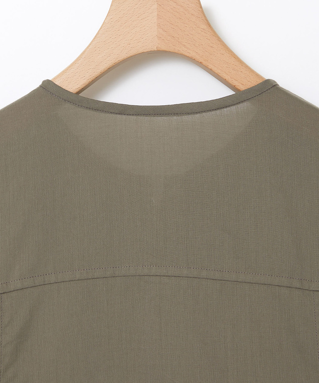 ノーカラー シアー ブルゾン