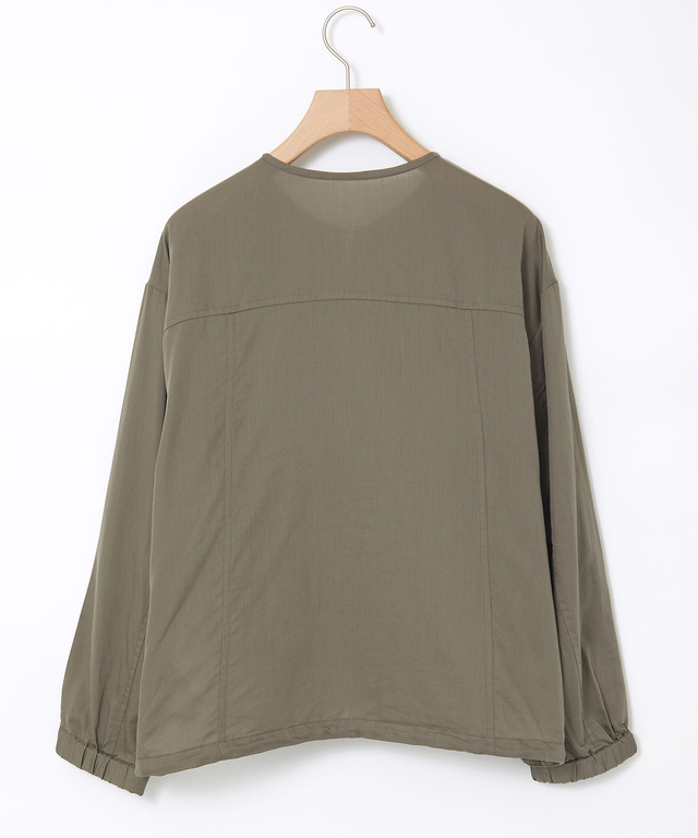 ノーカラー シアー ブルゾン