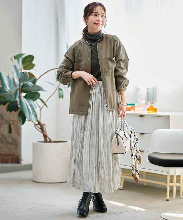 ノーカラー シアー ブルゾン