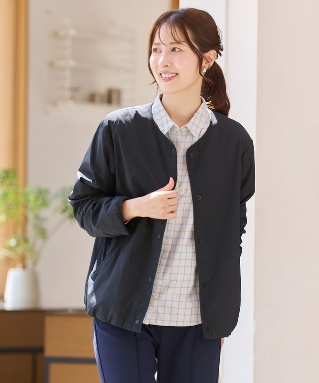 ノーカラー 中綿 ジャケット