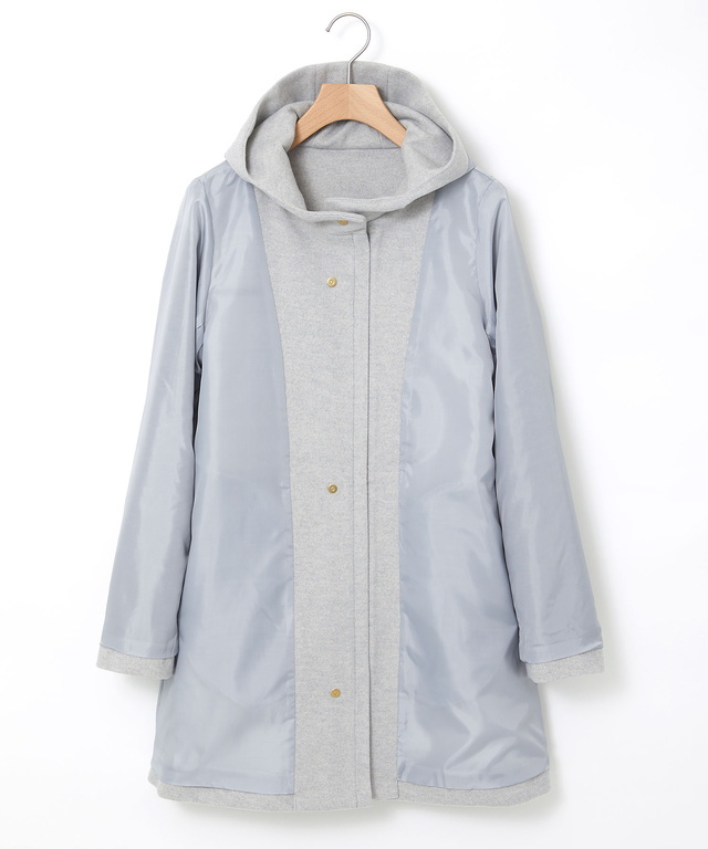 ウールライク フード付き コート 