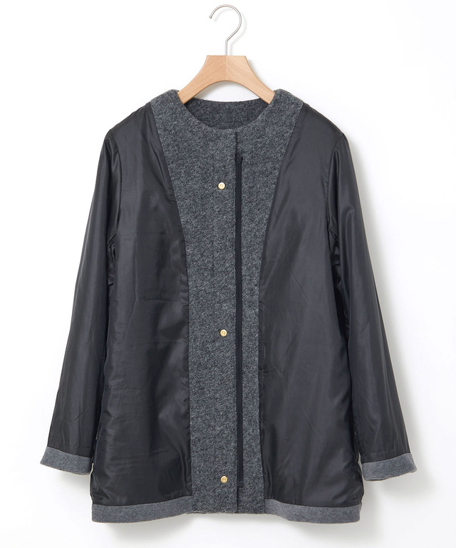 中綿 ノーカラー ジャケット