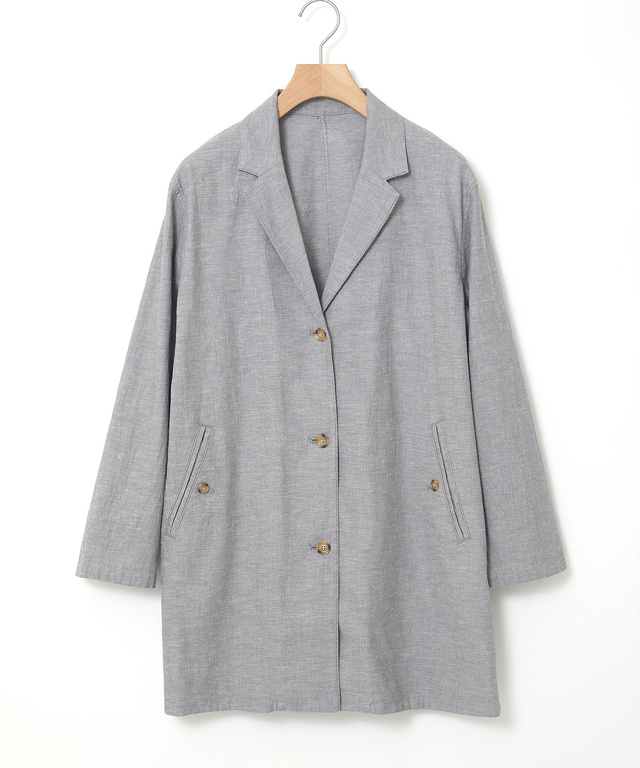 リネンブレンド ロング ジャケット