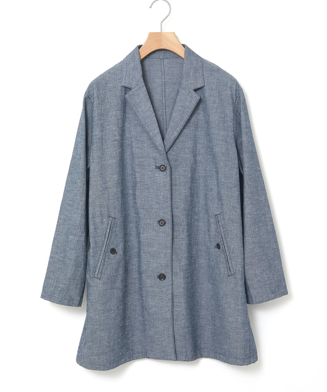 リネンブレンド ロング ジャケット