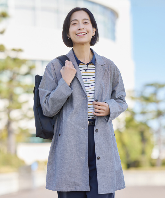 リネンブレンド ロング ジャケット